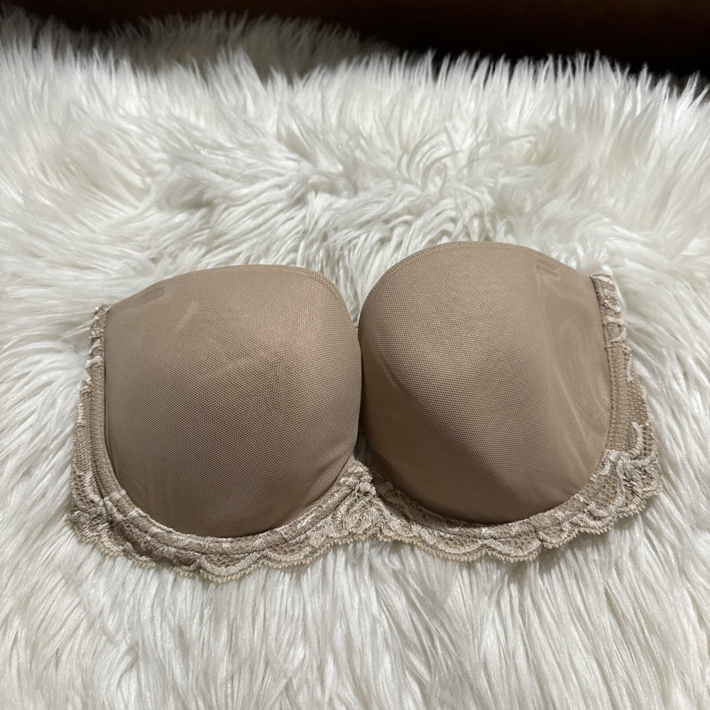 Natori Strapless T Shirt Bra 32DD Lightly Lined Beige NWOT